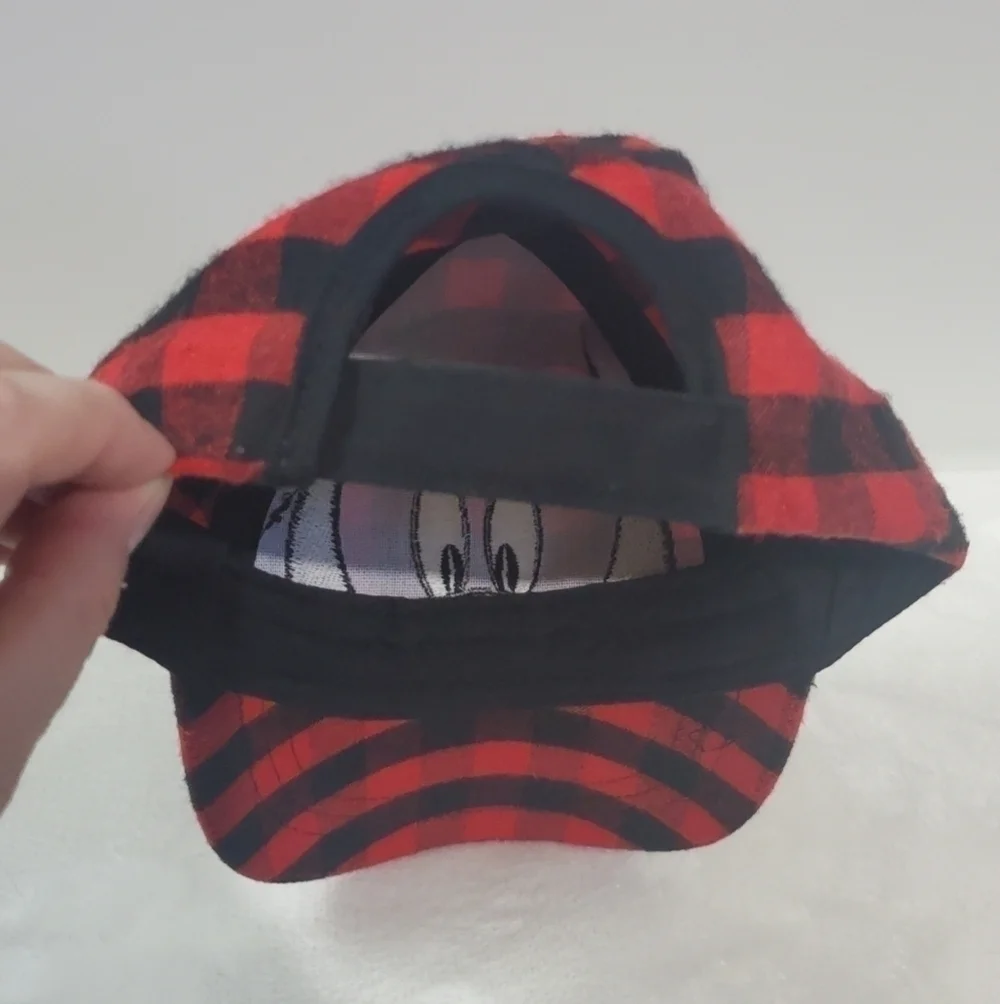 DISNEY Mickey Mouse Red Black Buffalo Check Plaid Baseball Hat Cap Toddler Size